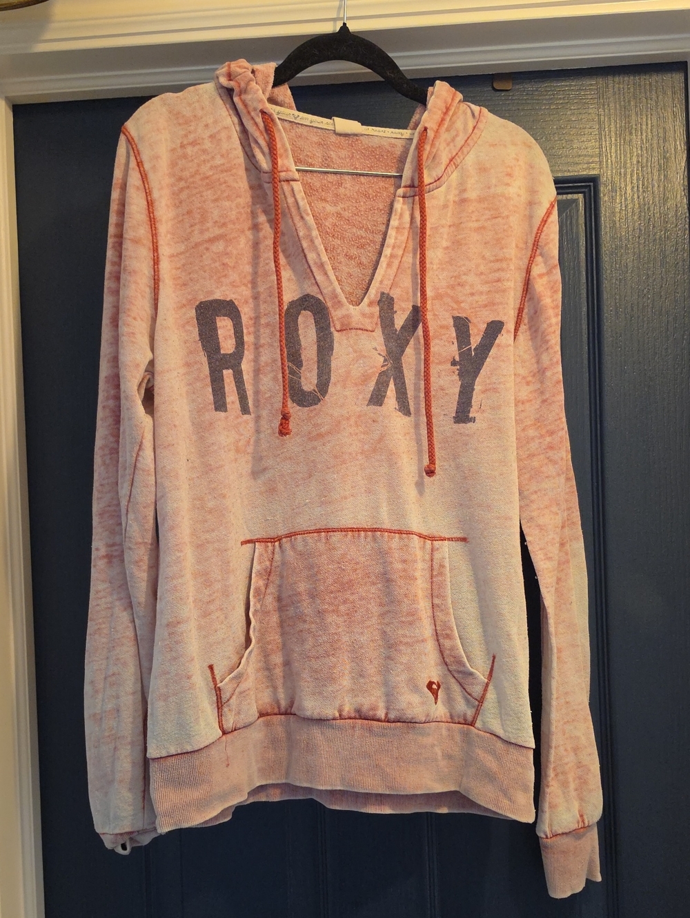 Roxy Light Pink Marled Hooded Sweatshirt with Front Pocket